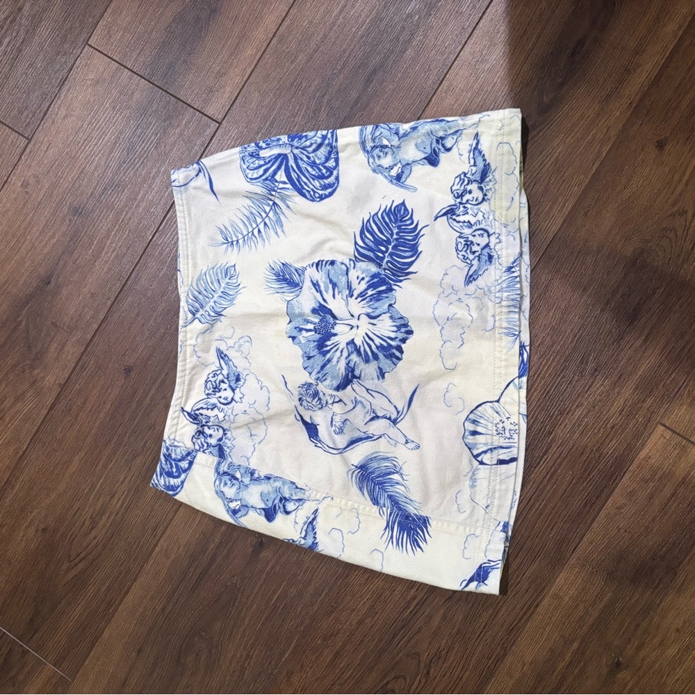 BDG Blue and Cream Artistic Skirt